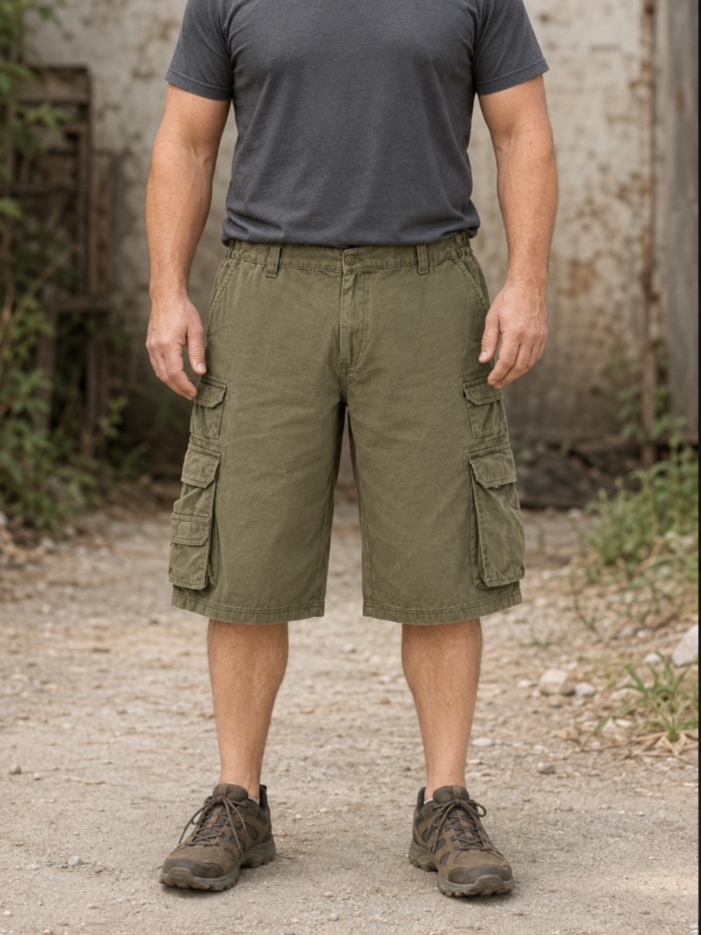 Boulder Creek Trading Co Cargo Shorts Men’s 46 Tall Olive Green 12” Cotton